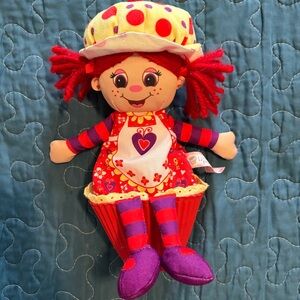 Red & Purple Plush Rag Doll with Polka Dot Hat - Cute Heart Dress
